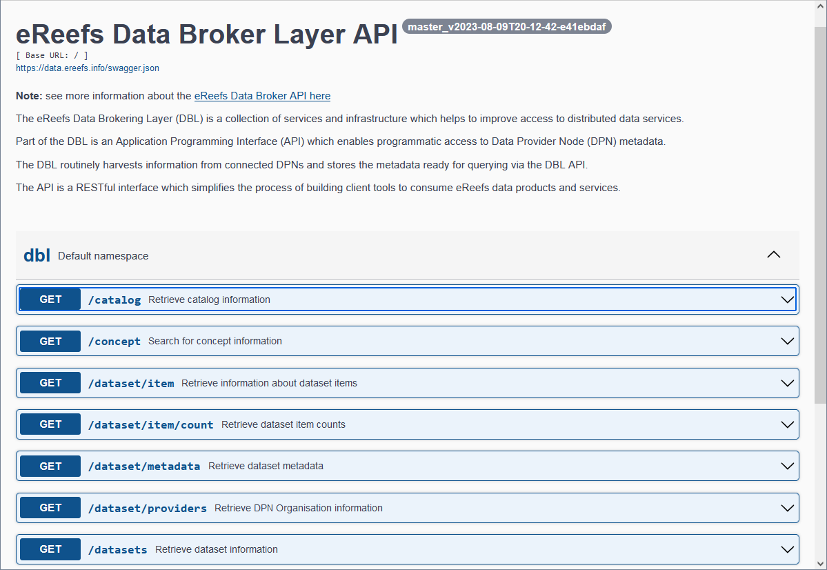 Preview of eReefs Data Broker API